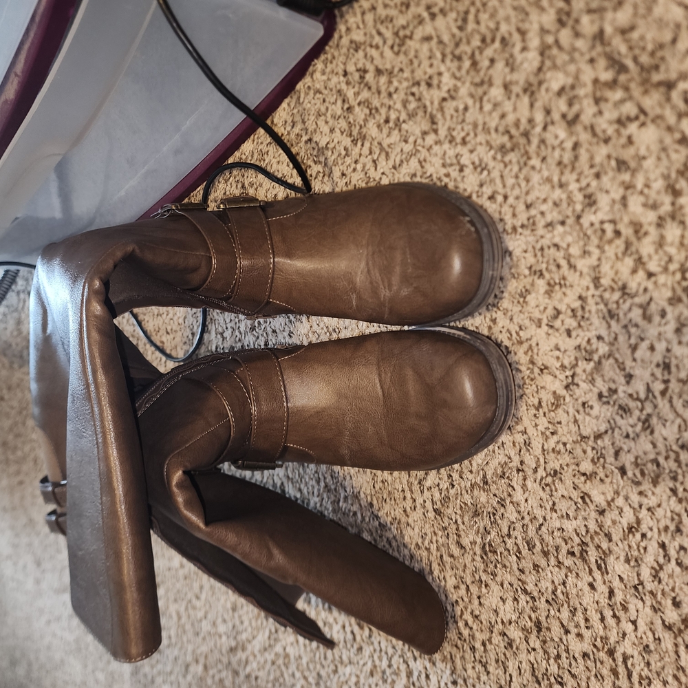 JustFab Brown Ankle Boots with Rounded Toe